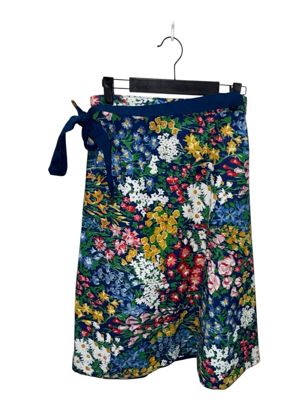 Vintage Tumbleweeds Navy Floral Cotton Wrap Midi Skirt Women’s Large Cottagecore